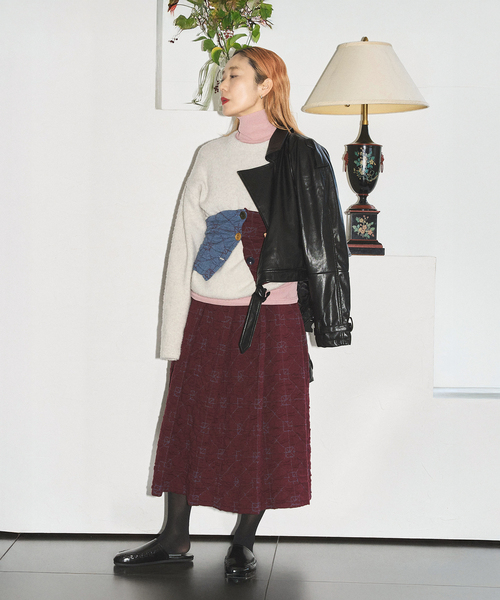 CITYSHOP（シティーショップ）の「YANYAN MIDI BOX PLEAT SKIRT YYW251122：スカート（スカート・レディース・ボルドー・SMALL）」の2枚目の写真