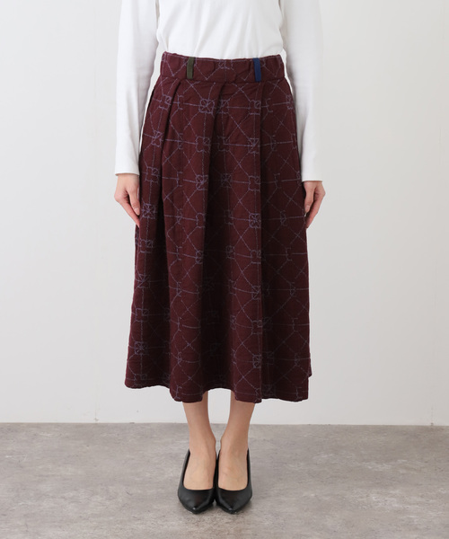 CITYSHOP（シティーショップ）の「YANYAN MIDI BOX PLEAT SKIRT YYW251122：スカート（スカート・レディース・ボルドー・SMALL）」の4枚目の写真