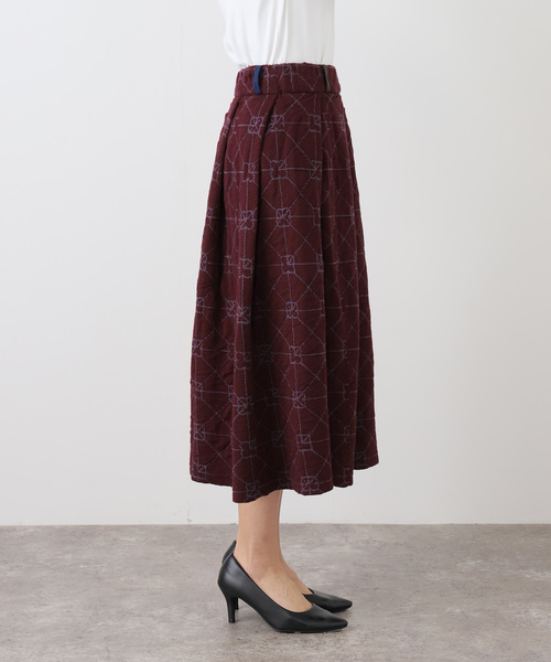 CITYSHOP（シティーショップ）の「YANYAN MIDI BOX PLEAT SKIRT YYW251122：スカート（スカート・レディース・ボルドー・SMALL）」の7枚目の写真