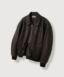 Western Hard Embossed Leather Blouson_Brown