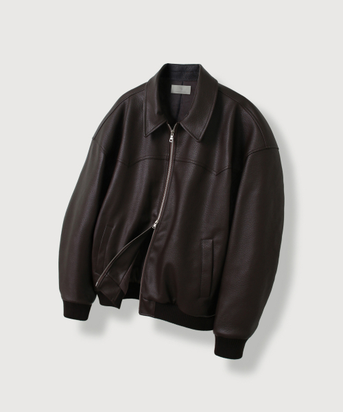 MOOD INSIDE(ムードインサイド)の「Western Hard Embossed Leather Blouson_Brown(ライダースジャケット・メンズ・ブラウン・LARGE/MEDIUM/X-LARGE)」の1枚目の写真