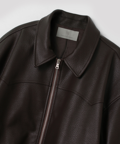 MOOD INSIDE(ムードインサイド)の「Western Hard Embossed Leather Blouson_Brown(ライダースジャケット・メンズ・ブラウン・LARGE/MEDIUM/X-LARGE)」の2枚目の写真