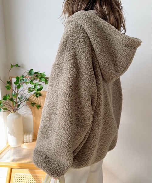 CURA CLOSET(キュラ クローゼット)の「【ema.217 select】テディボア ハーフジップ パーカー(パーカー・レディース・アイボリー/ブラック/ブラウン/モカ・フリー)」の17枚目の写真
