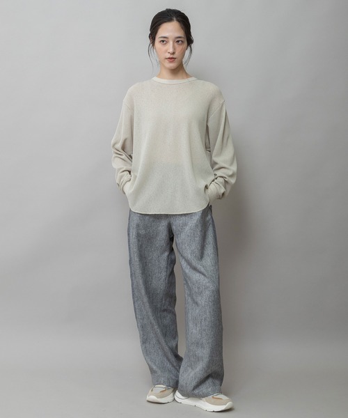 Munich(ミューニック)の「【速乾性】シアーワッフルバックヘンリーネックプルオーバー(Tシャツ/カットソー・レディース・ホワイト/ブラック/グレイッシュベージュ・FREE)」の8枚目の写真