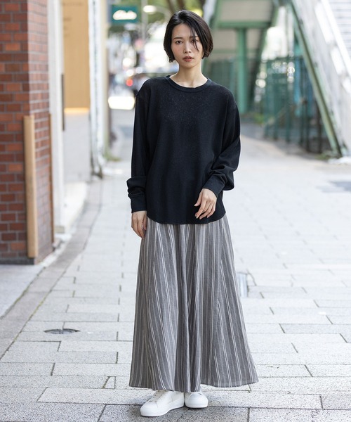 Munich(ミューニック)の「【速乾性】シアーワッフルバックヘンリーネックプルオーバー(Tシャツ/カットソー・レディース・ホワイト/ブラック/グレイッシュベージュ・FREE)」の18枚目の写真