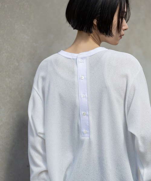 Munich(ミューニック)の「【速乾性】シアーワッフルバックヘンリーネックプルオーバー(Tシャツ/カットソー・レディース・ホワイト/ブラック/グレイッシュベージュ・FREE)」の21枚目の写真
