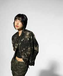 BORN SLIPPY（ボーンスリッピー）の「Addicted Wash Crop Denim Jacket (Black)（デニムジャケット）」