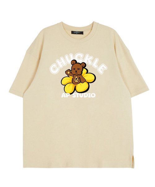 ASTRAL PROJECTION(アストラルプロジェクション)の「フロントチャックベアラウンドネック15番手綿半袖Tシャツ_バター(Tシャツ/カットソー・レディース・その他・LARGE/X-LARGE/XX-LARGE)」の2枚目の写真
