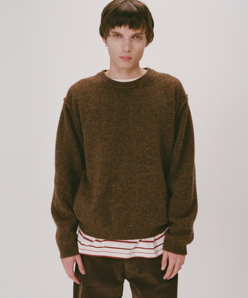 SHIRTER(シャーター)の「SHAGGY DOG REVERSE SEAM KNIT (BROWN)(ニット/セーター・メンズ・その他・SMALL/MEDIUM/LARGE)」の6枚目の写真