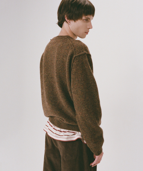 SHIRTER(シャーター)の「SHAGGY DOG REVERSE SEAM KNIT (BROWN)(ニット/セーター・メンズ・その他・SMALL/MEDIUM/LARGE)」の7枚目の写真