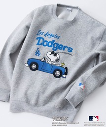 PEANUTS（ピーナッツ）の「【PEANUTS×MLB】オリジナルデザイン KIDS裏起毛トレーナー  キッズサイズ ヤンキース ドジャース カブス キャラクター（スウェット）」