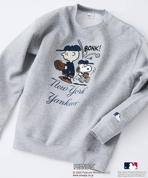 PEANUTS（ピーナッツ）の「【PEANUTS×MLB】オリジナルデザイン KIDS裏起毛トレーナー  キッズサイズ ヤンキース ドジャース カブス キャラクター（スウェット・キッズ・ブラック系その他3/ベージュ系その他3/グレー系その他/ベージュ系その他2/グレー系その他2/ブルー系その他・130cm/150cm/140cm/160cm）」の3枚目の写真