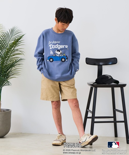 PEANUTS（ピーナッツ）の「【PEANUTS×MLB】オリジナルデザイン KIDS裏起毛トレーナー  キッズサイズ ヤンキース ドジャース カブス キャラクター（スウェット・キッズ・ブラック系その他3/ベージュ系その他3/グレー系その他/ベージュ系その他2/グレー系その他2/ブルー系その他・130cm/150cm/140cm/160cm）」の16枚目の写真
