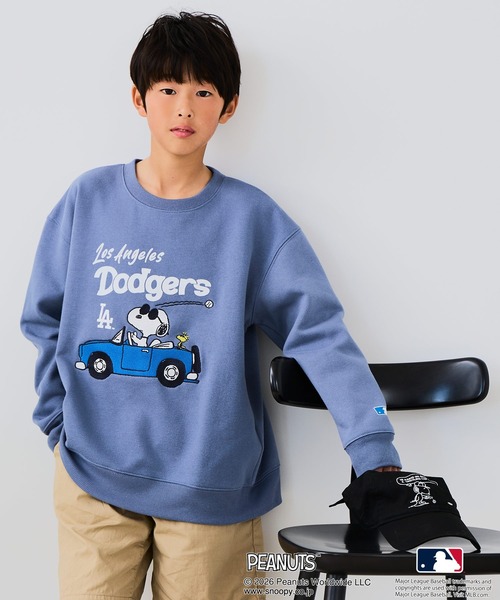 PEANUTS（ピーナッツ）の「【PEANUTS×MLB】オリジナルデザイン KIDS裏起毛トレーナー  キッズサイズ ヤンキース ドジャース カブス キャラクター（スウェット・キッズ・ブラック系その他3/ベージュ系その他3/グレー系その他/ベージュ系その他2/グレー系その他2/ブルー系その他・130cm/150cm/140cm/160cm）」の9枚目の写真