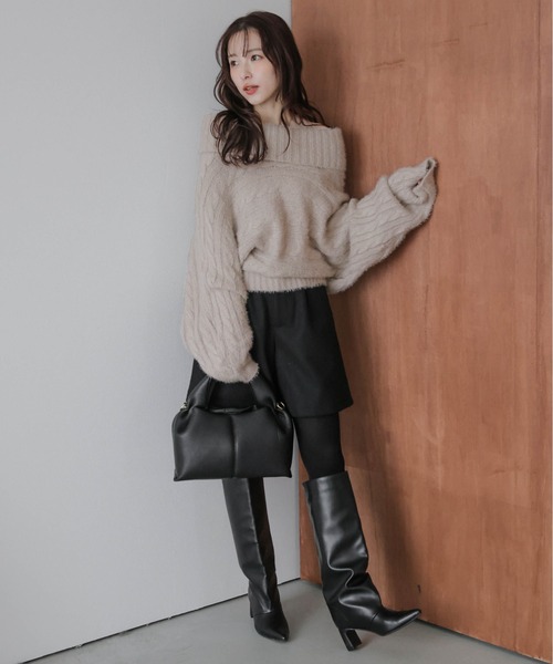 AMELY（エミリー）の「2WAYケーブル編みニット（ニット/セーター・レディース・ベージュ/レッド/ライトグレー/ブラック・フリー）」の9枚目の写真