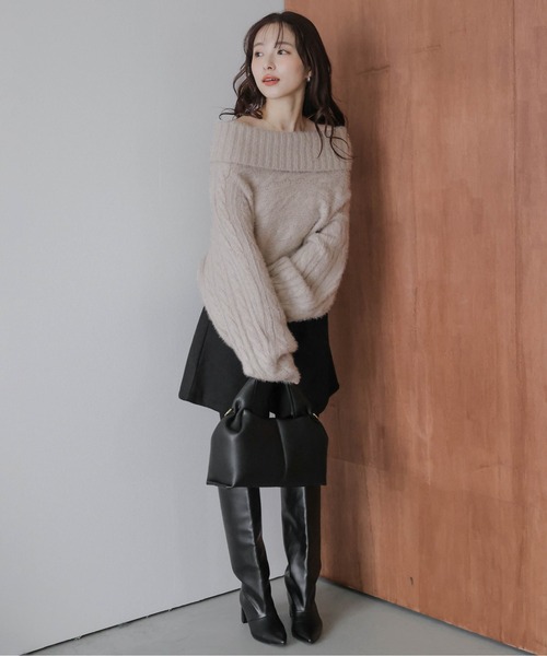 AMELY（エミリー）の「2WAYケーブル編みニット（ニット/セーター・レディース・ベージュ/レッド/ライトグレー/ブラック・フリー）」の11枚目の写真