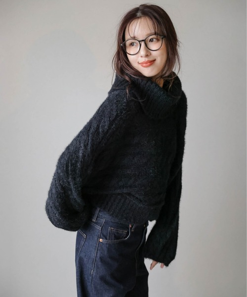 AMELY（エミリー）の「2WAYケーブル編みニット（ニット/セーター・レディース・ベージュ/レッド/ライトグレー/ブラック・フリー）」の15枚目の写真