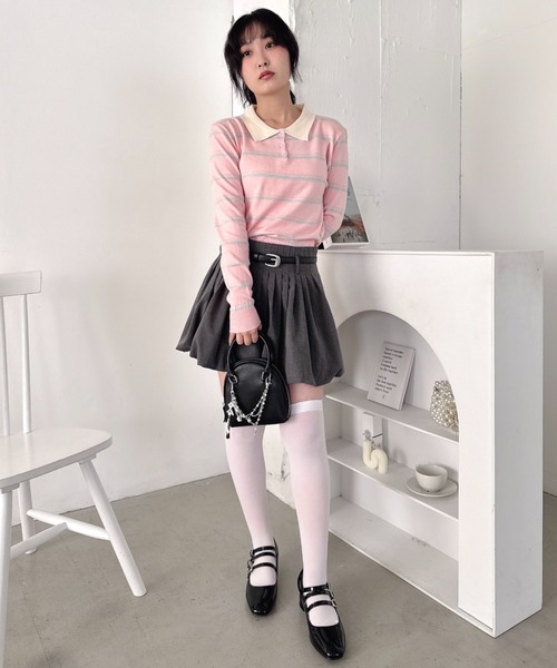 Loueme（ルエム）の「ボーダーポロトップス（Tシャツ/カットソー・レディース・ホワイト/ネイビー/グレー/ピンク・FREE）」の21枚目の写真