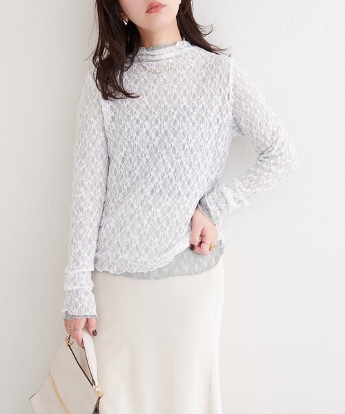 natural couture（ナチュラルクチュール）の「リバーシブルタートルトップス（Tシャツ/カットソー・レディース・アイボリー/ブラック/チャコールグレー/ミント/ピンク・FREE）」の22枚目の写真