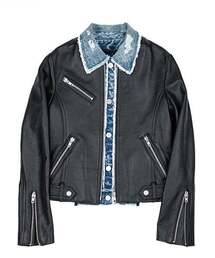 SLOWUNIVERSE（スローユニバース）の「WOMAN COWHIDE 2WAY LAYERED JACKET (BLACK)（ライダースジャケット）」