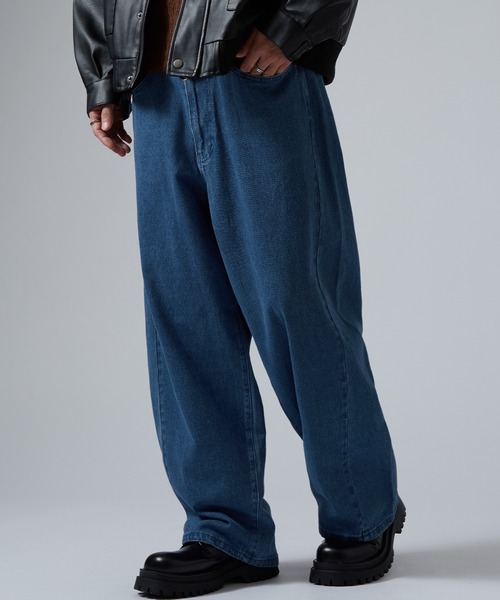 En serio TOKYO(エンソリオトーキョー)の「9.5ozデニムバレルレッグジーンズ(デニムパンツ・メンズ・ネイビー/ブラック系/サックスブルー/ブラック/ブルー・SMALL/MEDIUM/LARGE/X-LARGE)」の5枚目の写真