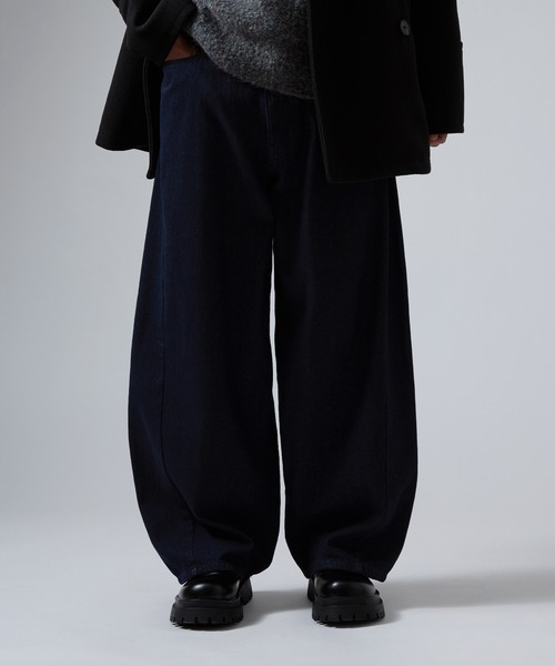 En serio TOKYO(エンソリオトーキョー)の「9.5ozデニムバレルレッグジーンズ(デニムパンツ・メンズ・ネイビー/ブラック系/サックスブルー/ブラック/ブルー・SMALL/MEDIUM/LARGE/X-LARGE)」の6枚目の写真