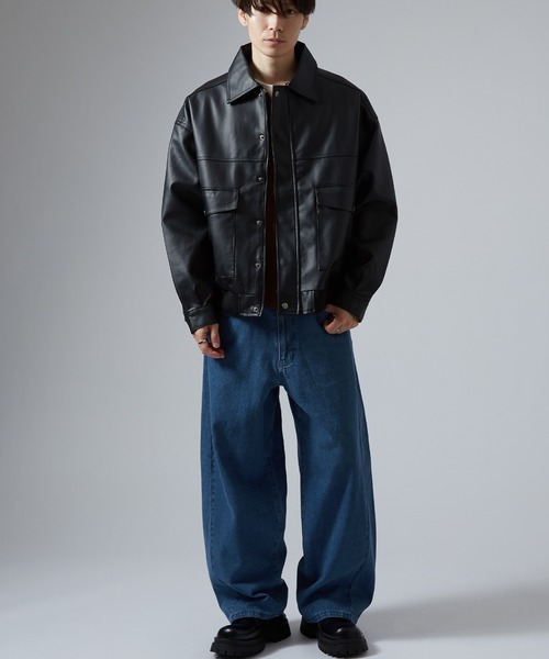 En serio TOKYO(エンソリオトーキョー)の「9.5ozデニムバレルレッグジーンズ(デニムパンツ・メンズ・ネイビー/ブラック系/サックスブルー/ブラック/ブルー・SMALL/MEDIUM/LARGE/X-LARGE)」の13枚目の写真