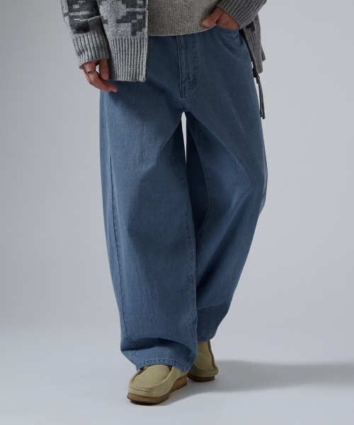 En serio TOKYO(エンソリオトーキョー)の「9.5ozデニムバレルレッグジーンズ(デニムパンツ・メンズ・ネイビー/ブラック系/サックスブルー/ブラック/ブルー・SMALL/MEDIUM/LARGE/X-LARGE)」の14枚目の写真