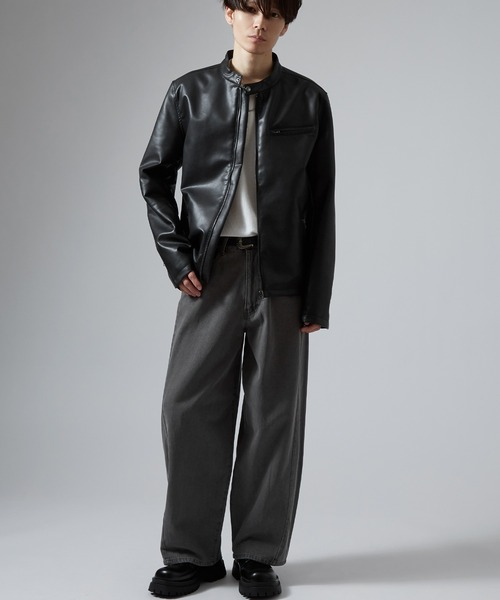 En serio TOKYO(エンソリオトーキョー)の「9.5ozデニムバレルレッグジーンズ(デニムパンツ・メンズ・ネイビー/ブラック系/サックスブルー/ブラック/ブルー・SMALL/MEDIUM/LARGE/X-LARGE)」の21枚目の写真