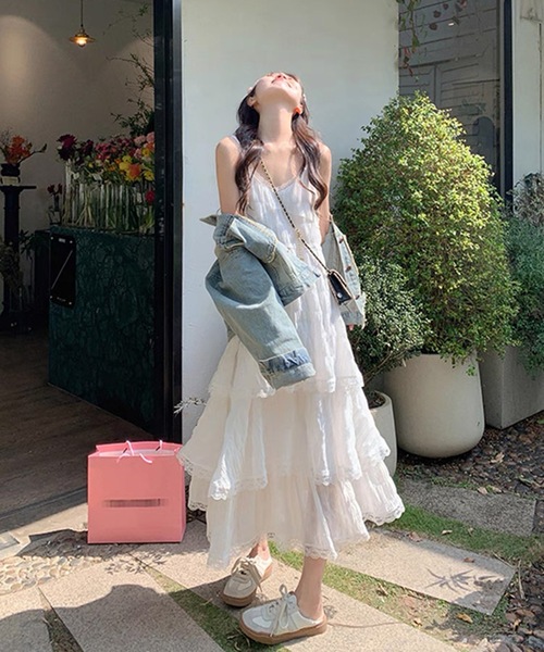 LAC-VERT(ラック・ヴェール)の「キャミソールワンピース(ワンピース・レディース・ホワイト・FREE)」の4枚目の写真