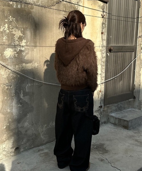 almo(アルモ)の「【LAMPOON】シャギーニットパーカー(パーカー・レディース・ブラウン/ホワイト・FREE)」の12枚目の写真