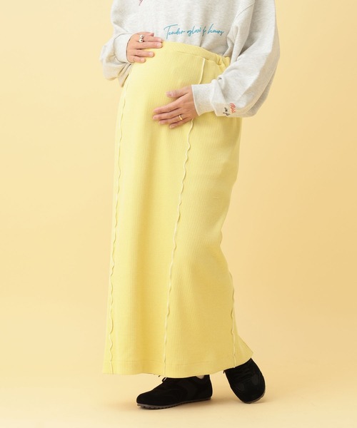 LEPSIM（レプシィム）の「【産前・産後対応】マタニティ／配色メローカットスカート　634395（マタニティウェア/グッズ・レディース・チャコールグレー/イエロー/ブラック・FREE）」の19枚目の写真