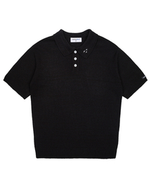 NEUFETBLEU（ヌフエブル）の「NEB bookle half knit (black)（ポロシャツ）」