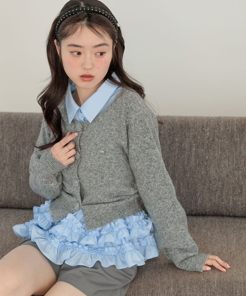 Heather(ヘザー)の「クルミボタンカーディガン 645576(カーディガン/ボレロ・レディース・グレー/ブラック/アイボリー・FREE)」の1枚目の写真