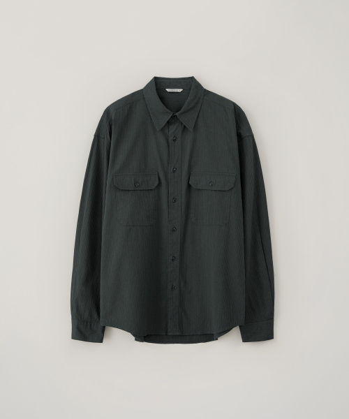 BLANKROOM(ブランクルーム)の「テクスチャーストライプシャツ_オリーブスレート(シャツ/ブラウス・メンズ・その他・4/2/1/3)」の1枚目の写真