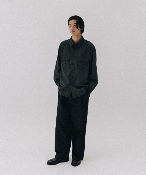 BLANKROOM(ブランクルーム)の「テクスチャーストライプシャツ_オリーブスレート(シャツ/ブラウス・メンズ・その他・4/2/1/3)」の2枚目の写真