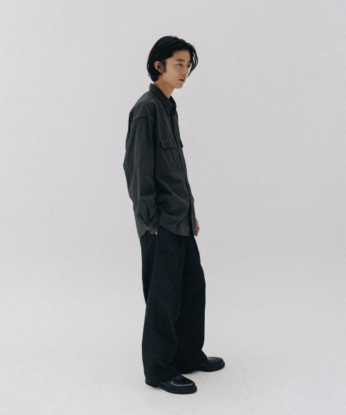 BLANKROOM(ブランクルーム)の「テクスチャーストライプシャツ_オリーブスレート(シャツ/ブラウス・メンズ・その他・4/2/1/3)」の3枚目の写真