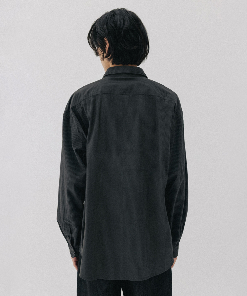 BLANKROOM(ブランクルーム)の「テクスチャーストライプシャツ_オリーブスレート(シャツ/ブラウス・メンズ・その他・4/2/1/3)」の5枚目の写真