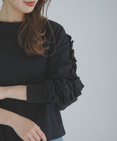 URBAN RESEARCH Sonny Label(アーバンリサーチサニーレーベル)の「『WEB限定』フリルスリーブスウェットプルオーバー(スウェット・レディース・オートミール/スミクロ・FREE)」の3枚目の写真