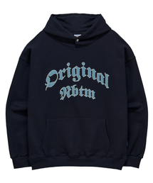 DENIM LETTERING HOODIE_navy