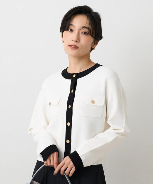 UNTITLED（アンタイトル）の「【洗える/ジャケット風】ミラノリブカーディガン（カーディガン/ボレロ・レディース・ブラック/レッド系1/ホワイト系7/ベージュ系その他7・00/02/04/44/48）」の2枚目の写真