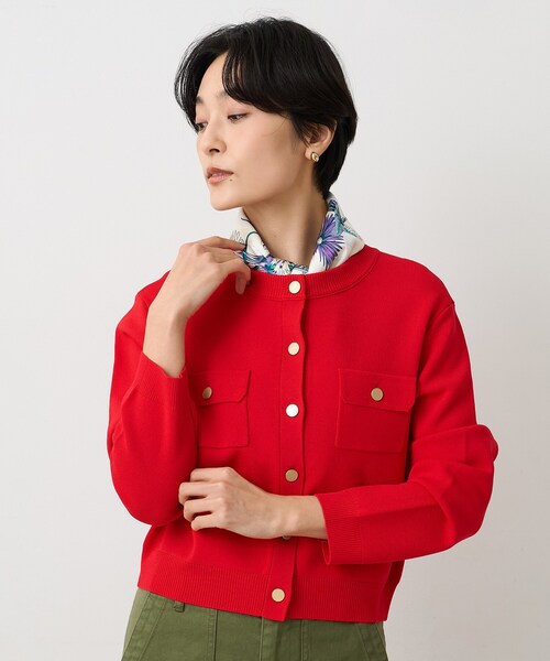 UNTITLED（アンタイトル）の「【洗える/ジャケット風】ミラノリブカーディガン（カーディガン/ボレロ・レディース・ブラック/レッド系1/ホワイト系7/ベージュ系その他7・00/02/04/44/48）」の4枚目の写真