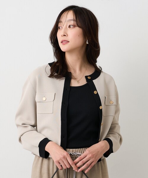 UNTITLED（アンタイトル）の「【洗える/ジャケット風】ミラノリブカーディガン（カーディガン/ボレロ・レディース・ブラック/レッド系1/ホワイト系7/ベージュ系その他7・00/02/04/44/48）」の3枚目の写真