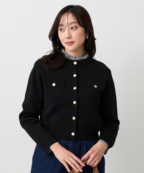 UNTITLED（アンタイトル）の「【洗える/ジャケット風】ミラノリブカーディガン（カーディガン/ボレロ・レディース・ブラック/レッド系1/ホワイト系7/ベージュ系その他7・00/02/04/44/48）」の7枚目の写真