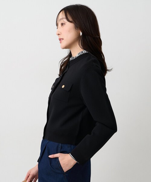 UNTITLED（アンタイトル）の「【洗える/ジャケット風】ミラノリブカーディガン（カーディガン/ボレロ・レディース・ブラック/レッド系1/ホワイト系7/ベージュ系その他7・00/02/04/44/48）」の8枚目の写真