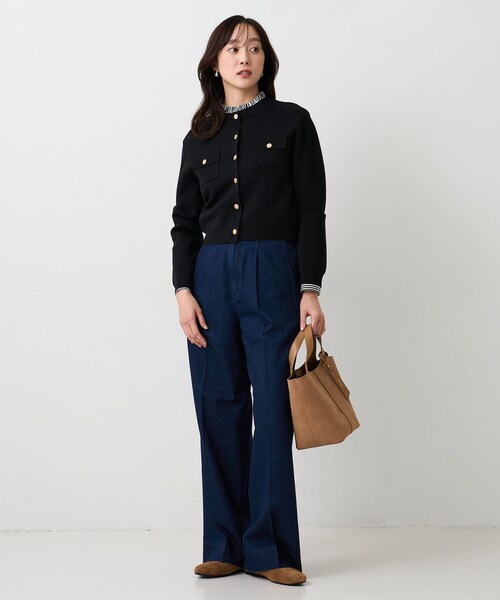 UNTITLED（アンタイトル）の「【洗える/ジャケット風】ミラノリブカーディガン（カーディガン/ボレロ・レディース・ブラック/レッド系1/ホワイト系7/ベージュ系その他7・00/02/04/44/48）」の9枚目の写真