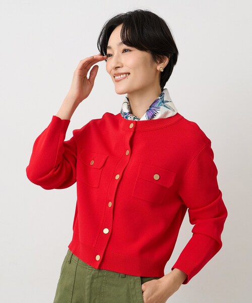 UNTITLED（アンタイトル）の「【洗える/ジャケット風】ミラノリブカーディガン（カーディガン/ボレロ・レディース・ブラック/レッド系1/ホワイト系7/ベージュ系その他7・00/02/04/44/48）」の11枚目の写真