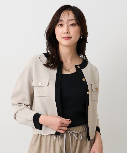 UNTITLED（アンタイトル）の「【洗える/ジャケット風】ミラノリブカーディガン（カーディガン/ボレロ・レディース・ブラック/レッド系1/ホワイト系7/ベージュ系その他7・00/02/04/44/48）」の19枚目の写真