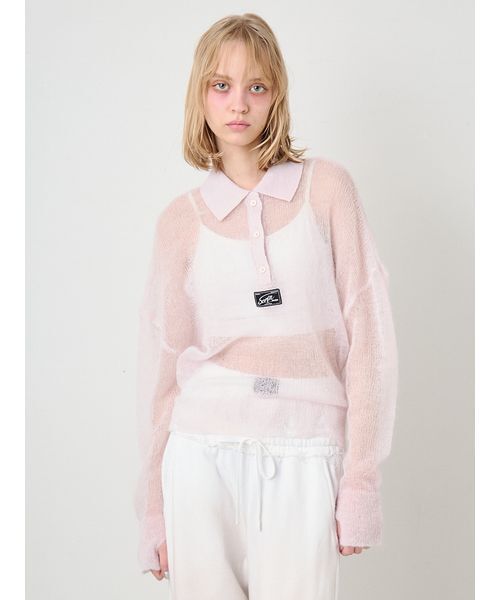 Sheer Mohair Damage Polo — тонкое мохеровое поло с эффектом 'дамидж'