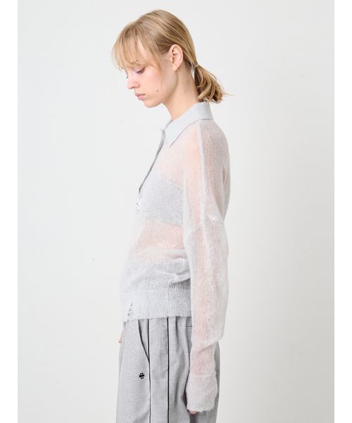 SORIN（ソリン　）の「Sheer Mohair Damage Polo/シアーモヘア ダメージポロシャツ（ポロシャツ・レディース・ライトピンク/ダークグレー/ミント・38）」の7枚目の写真